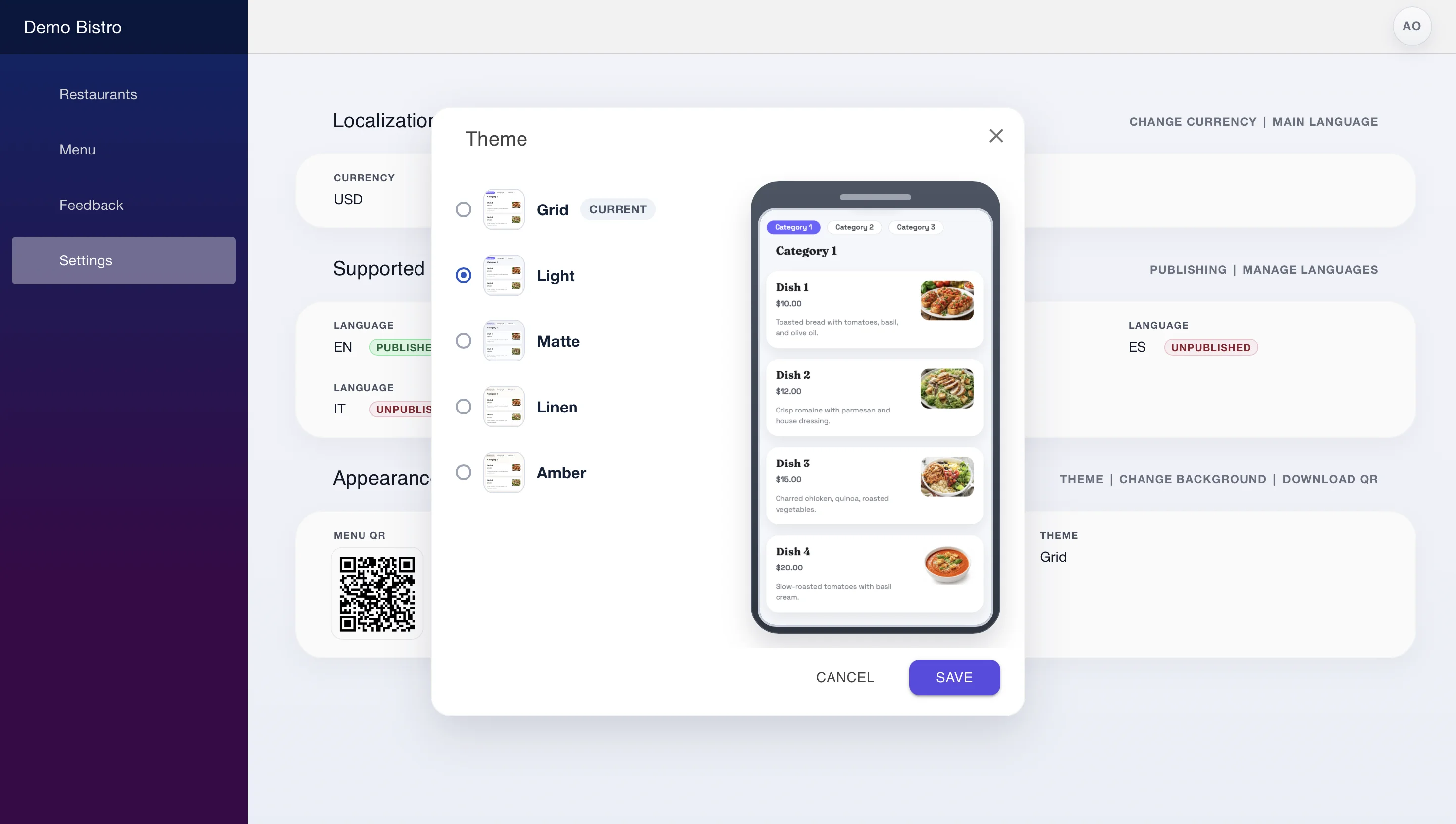Admin panel theme picker